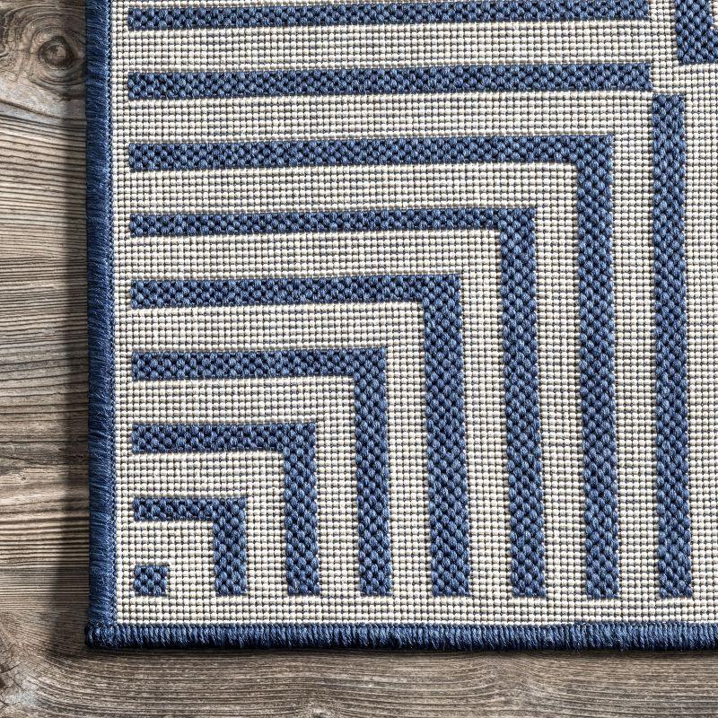nuLOOM 4' x 6' Outdoor Area Rug, Stain Resistant, Weather Resistant, High Traffic, Patio, Balcony, Outside, Living Room, Dining Room, Asha Navy