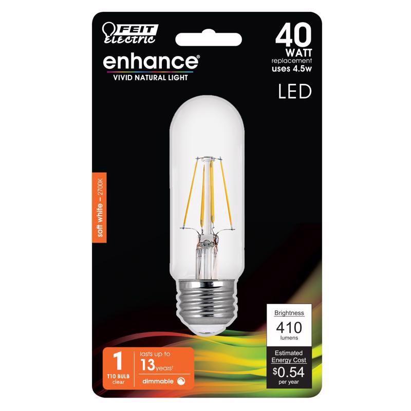 Feit Electric T10 E26 (Medium) Filament LED Bulb Warm White 40 Watt Equivalence 1 pk