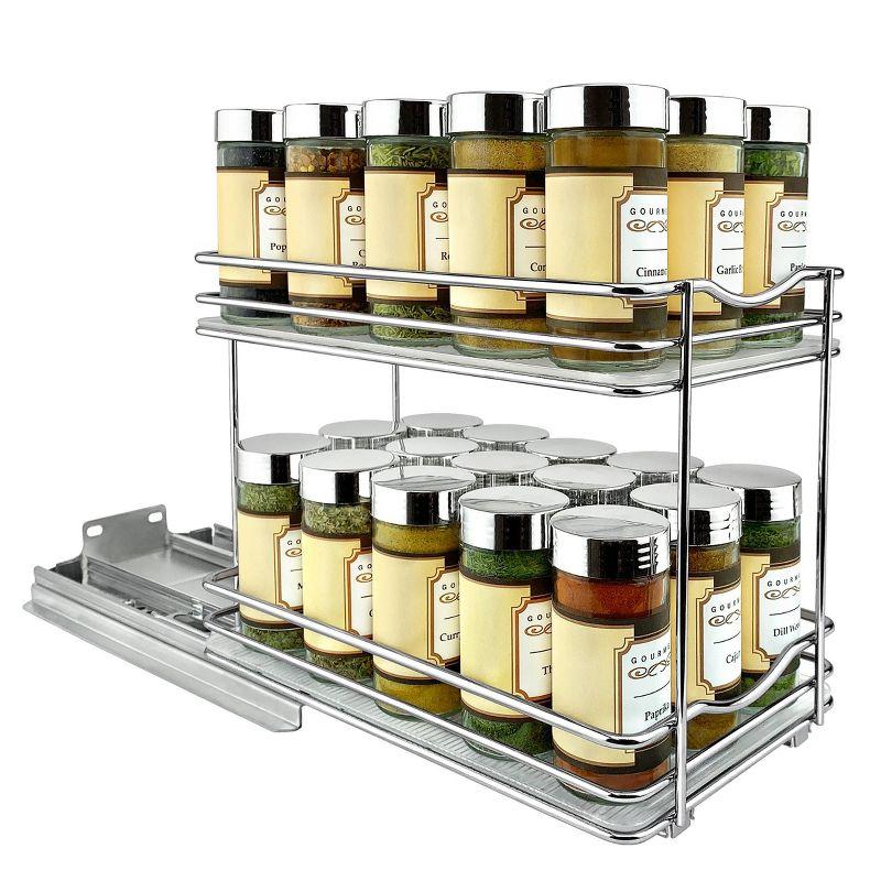 LYNK PROFESSIONAL® Pull Out Spice Rack Organizer for Cabinet - 2 Tier, Chrome