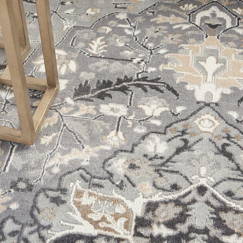 Elation Chic Floral Medallion 5' x 7' Gray Synthetic Area Rug