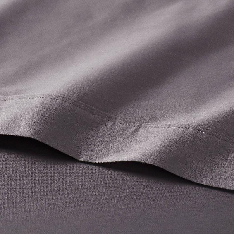 Twin 400 Thread Count Performance Flat Sheet Dark Gray - Threshold™: Cotton Sateen, Machine Washable, OEKO-TEX Certified