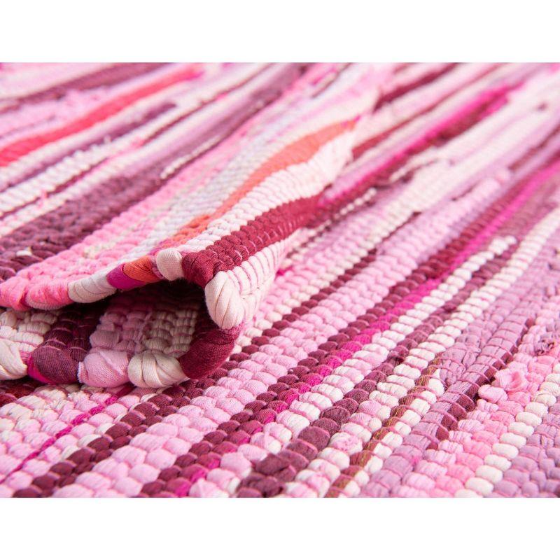 Handmade Pink Striped Cotton Reversible Area Rug