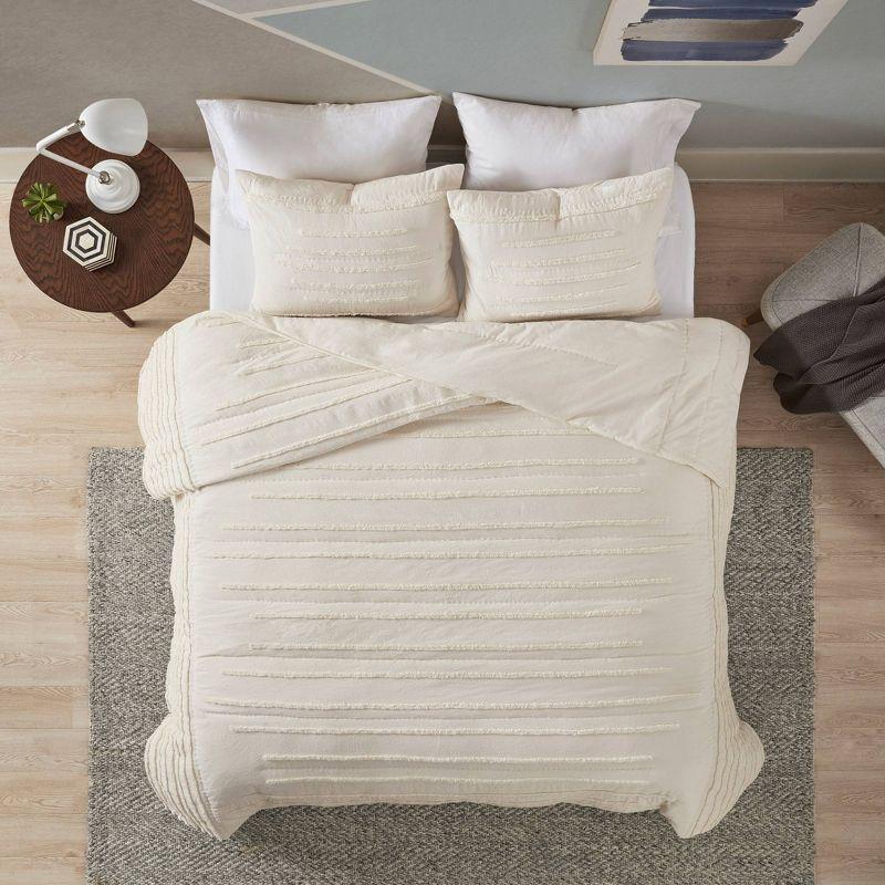 Mercer 100% Cotton 3 Piece Quilt Set with Chenille Trims