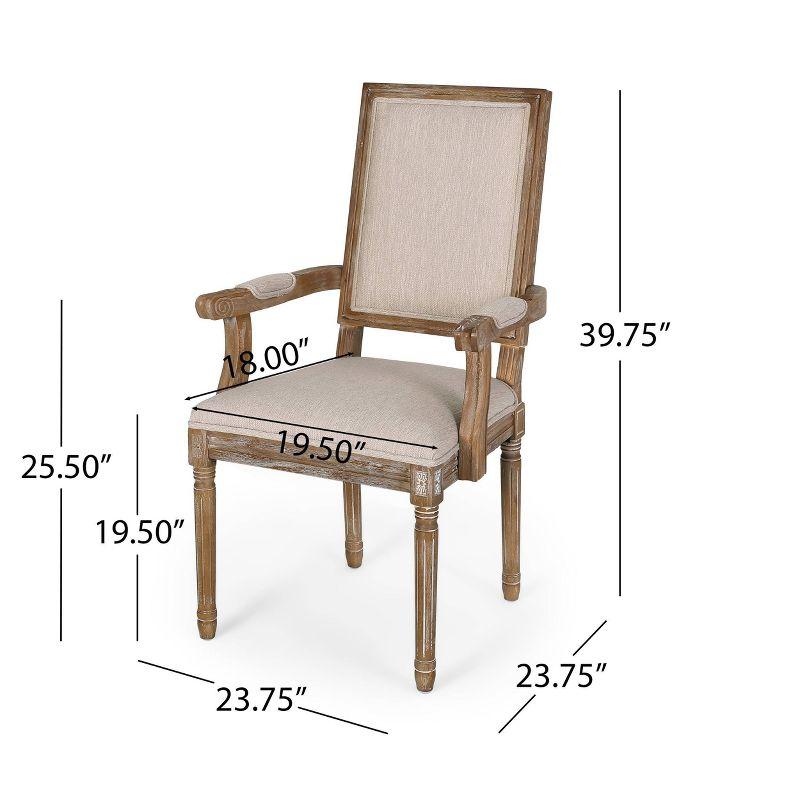 Set of 2 Maria French Country Wood Upholstered Dining Chairs Beige/Natural - Christopher Knight Home