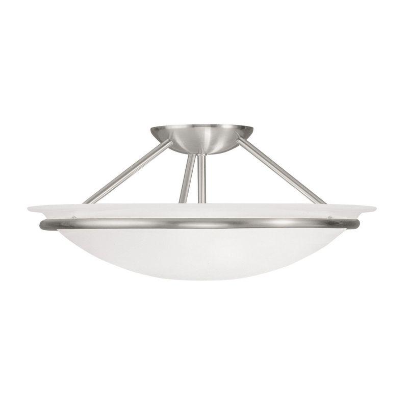 Livex Lighting Newburgh 3 - Light Semi-Flush Mount in  Brushed Nickel