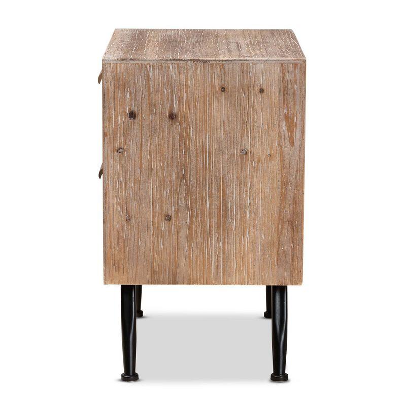 Calida Wood and Rattan 2 Drawer Nightstand Brown - Baxton Studio