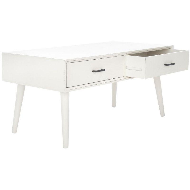 Mozart Mid-Century Coffee Table - Distressed White - Safavieh