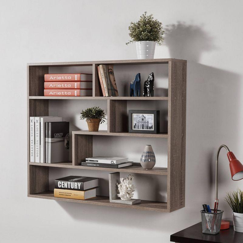 Modern Weathered Oak Floating Wall Shelf Unit, 40" x 6"