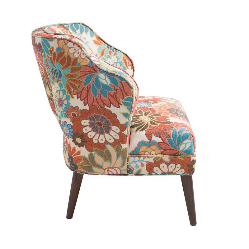 Maren Open Back Accent Chair Peach: Madison Park, Upholstered, Botanical Pattern, Living Room Furniture