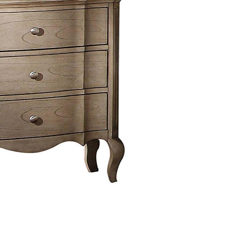 Antique Taupe 3-Drawer Nightstand with Cabriole Legs