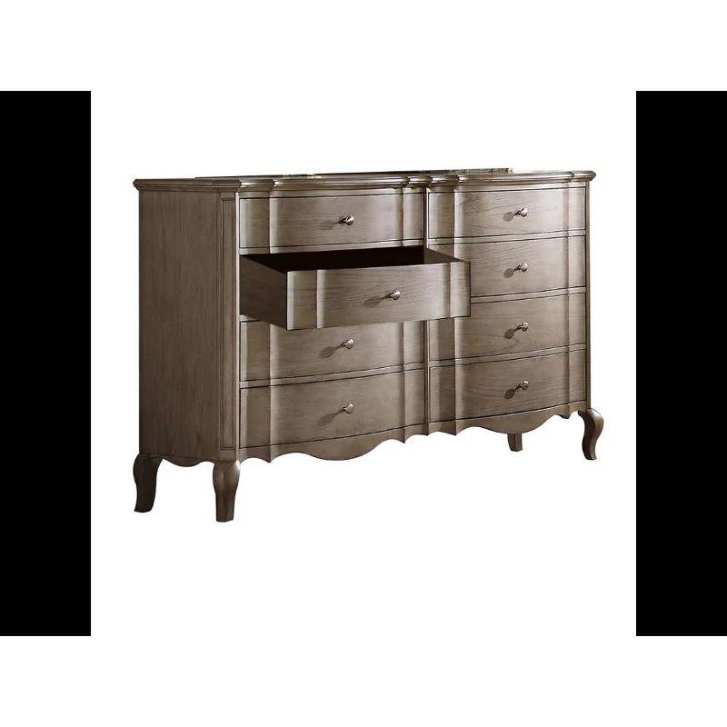 Elegant Antique Taupe Dresser with Dovetail and Felt-Lined Drawers