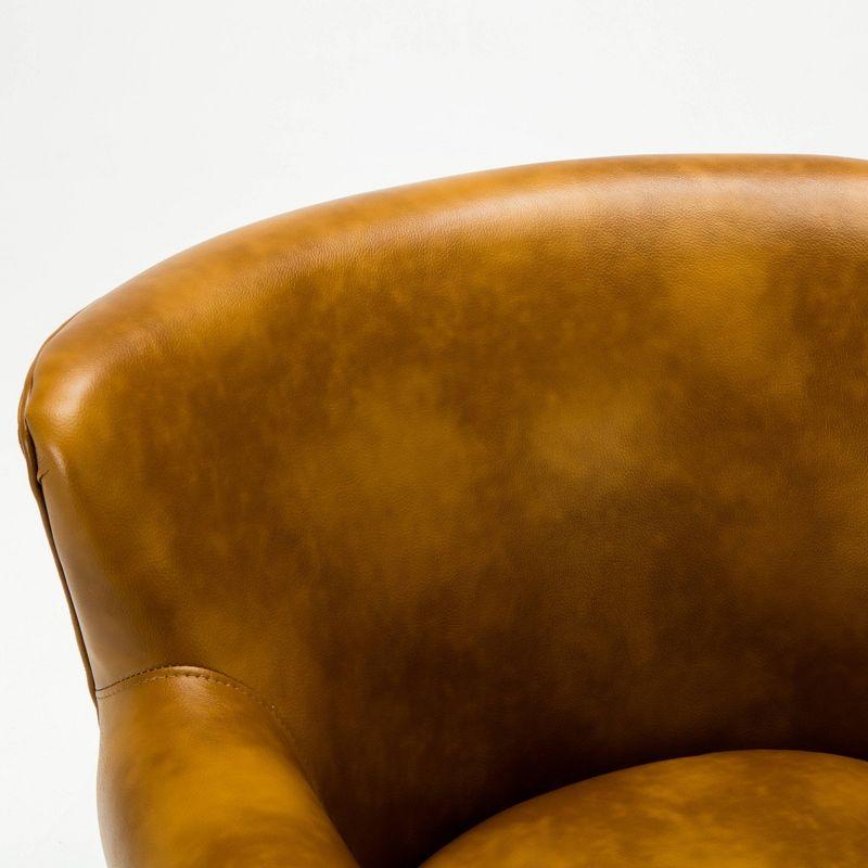 Comfort Pointe Holly Club Chair Camel: Upholstered Nailhead Trim, Faux Leather, Sturdy Wood Frame