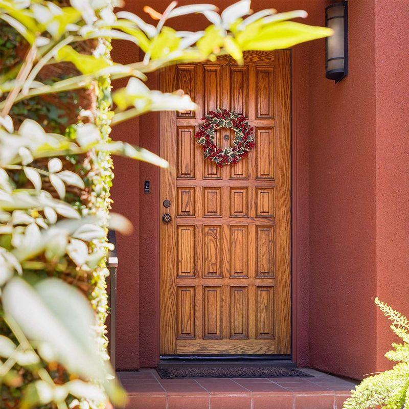 Artificial Christmas Wreath with Holly Berries for Front Door Decoration