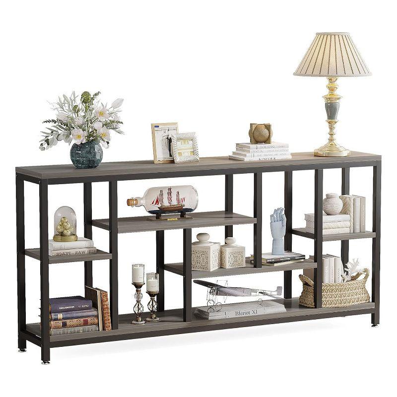 Hommoo 70.9" Console Table with Storage Shelves Gray