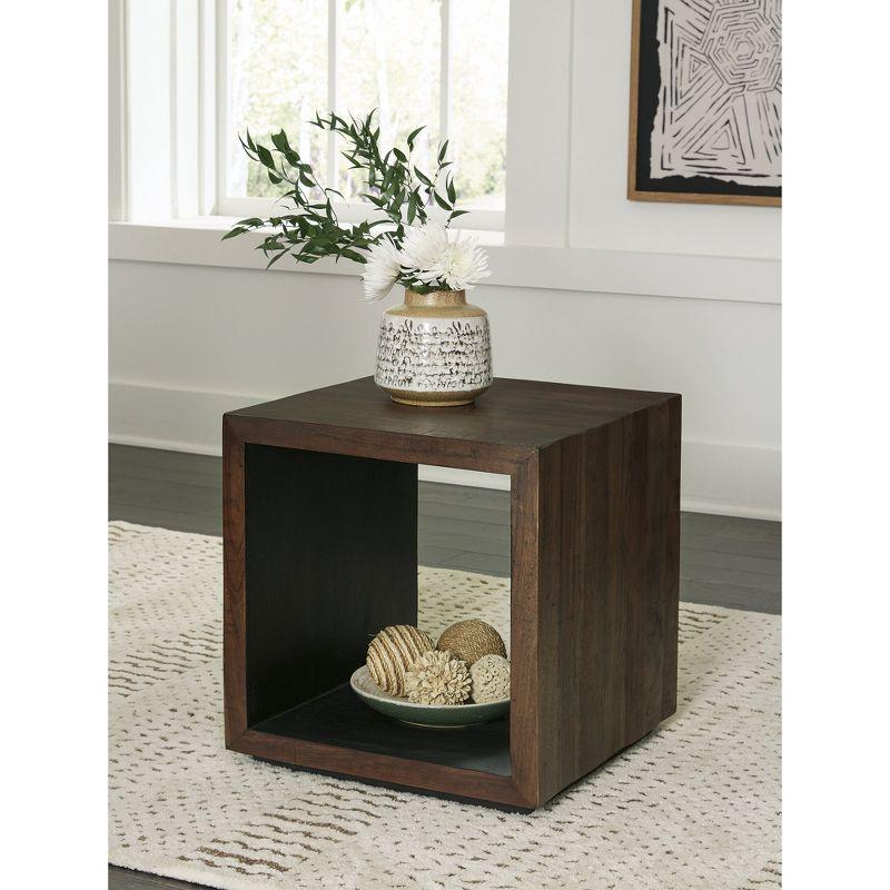 Hensington Square Dark Brown Wood and Metal End Table