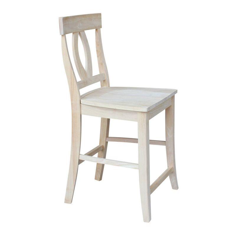 Counter Height Barstool Verona Unfinished - International Concepts: Rubberwood, Square Back, 24" Seat Height