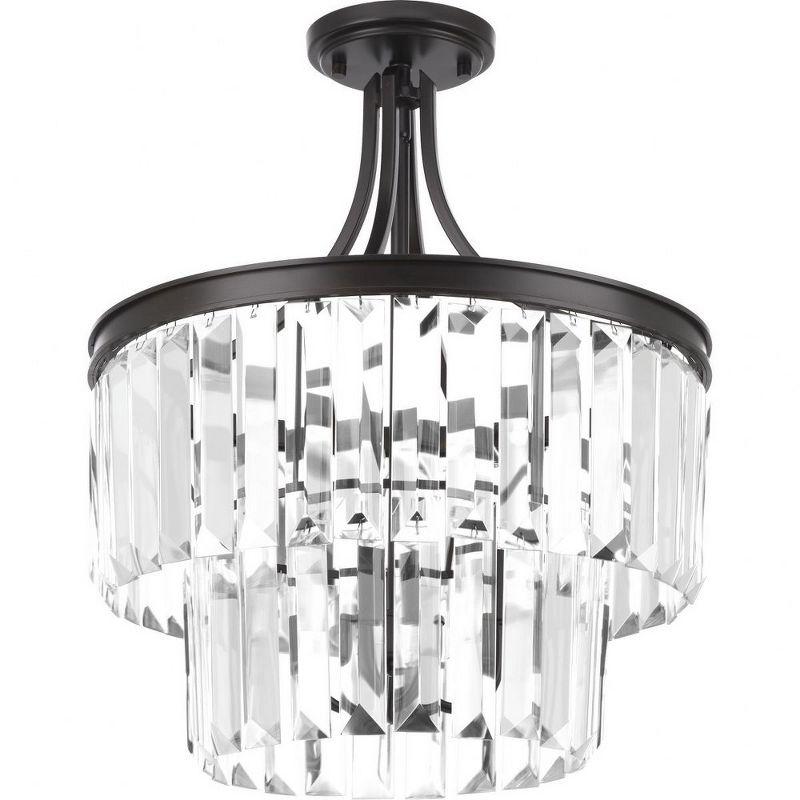 Progress Lighting Glimmer 3-Light Semi-Flush Ceiling Light, Antique Bronze, Prismatic Glass