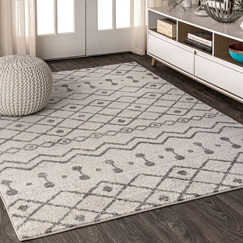8'x10' Aksil Moroccan Beni Souk Area Rug, Cream/Gray - JONATHAN Y