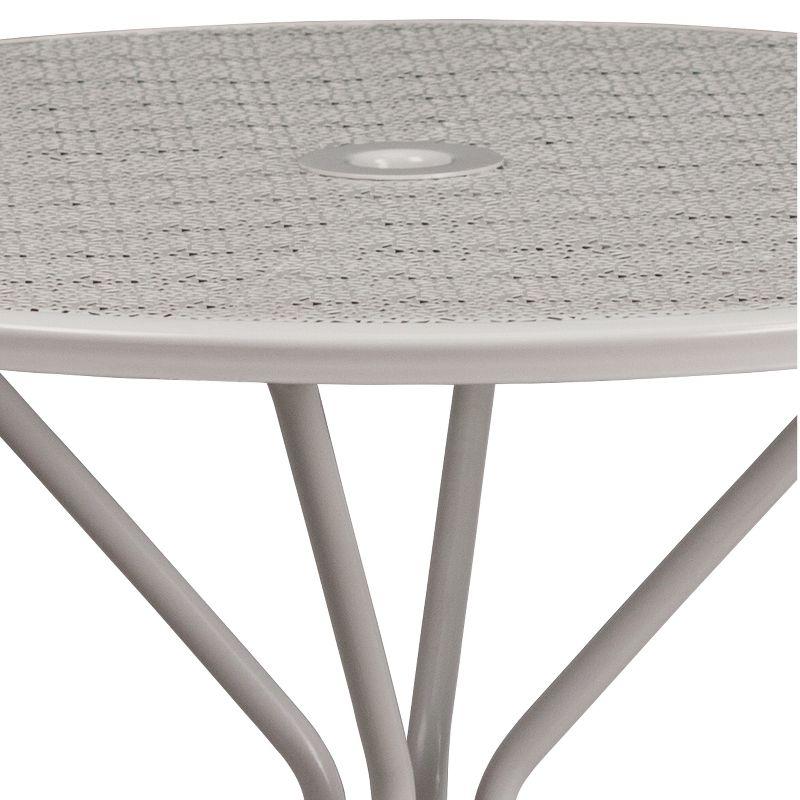 Flash Furniture Oia Commercial Grade 35.25" Round Light Gray Indoor-Outdoor Steel Patio Table with Umbrella Hole