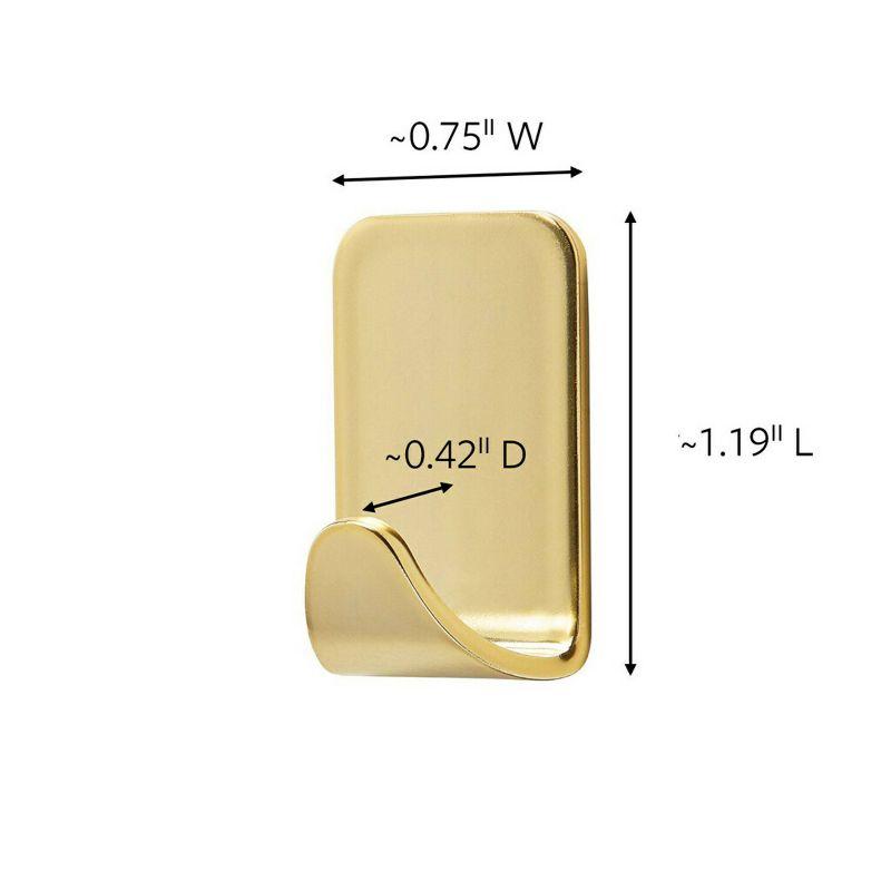 Command Small Sized Metallic Decorative Hooks Brass: Gold Wall Hooks, 0.5 lb Capacity, 4 Pack