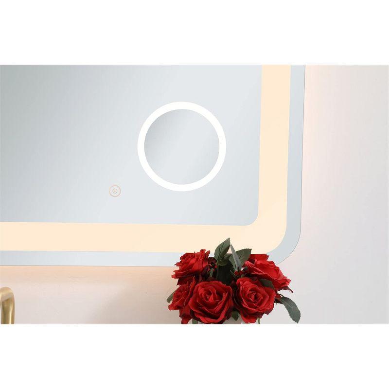 Elegant Lighting Lux 24in x 40in Hardwired LED mirror with magnifier and color changing temperature 3000K/4200K/6000K