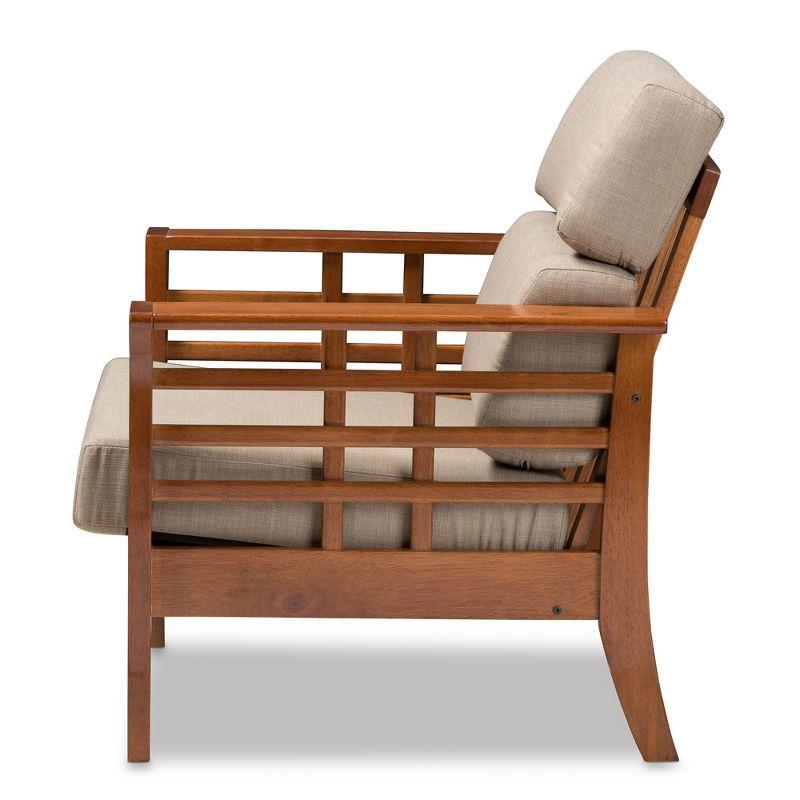 Baxton Studio Larissa Slat Back Lounge Chair: Mission Style 1-Seater, with Cushions