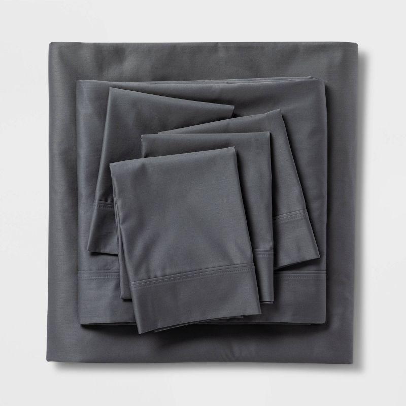 Full Gray Cotton 6-Piece Solid Sheet Set