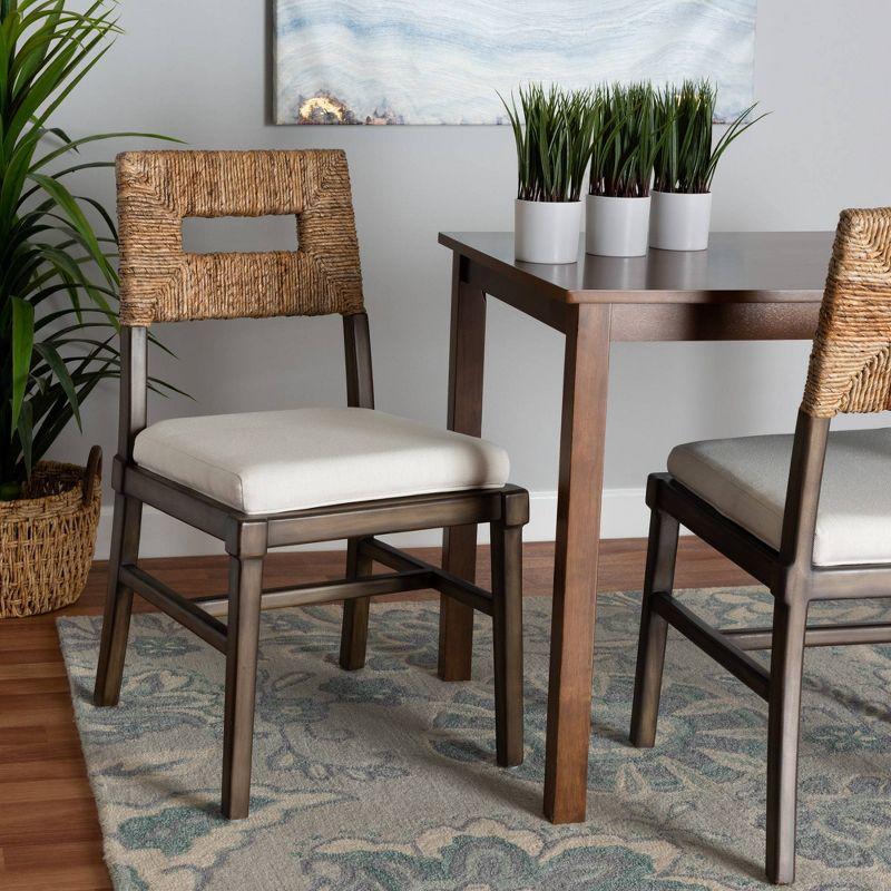 Bohemian Bliss Mahogany and Natural Rattan Low Side Chair