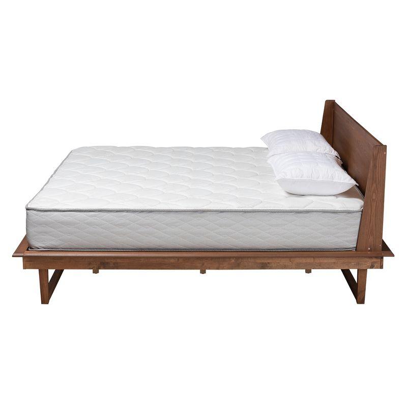 Baxton Studio Macayle Mid-Century Modern Walnut Wood Platform Bed