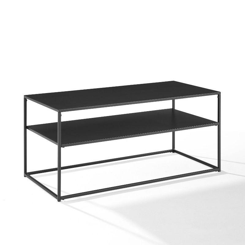 Braxton Matte Black Metal and Wood Rectangular Nesting Coffee Table