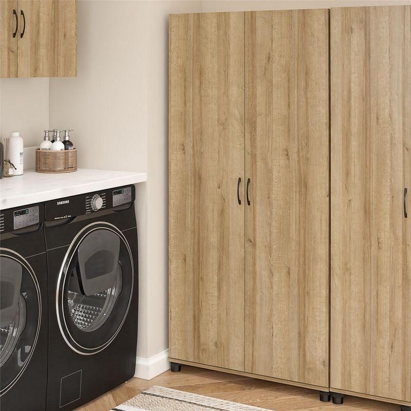 Natural Beige Freestanding Storage Cabinet with Adjustable Shelving