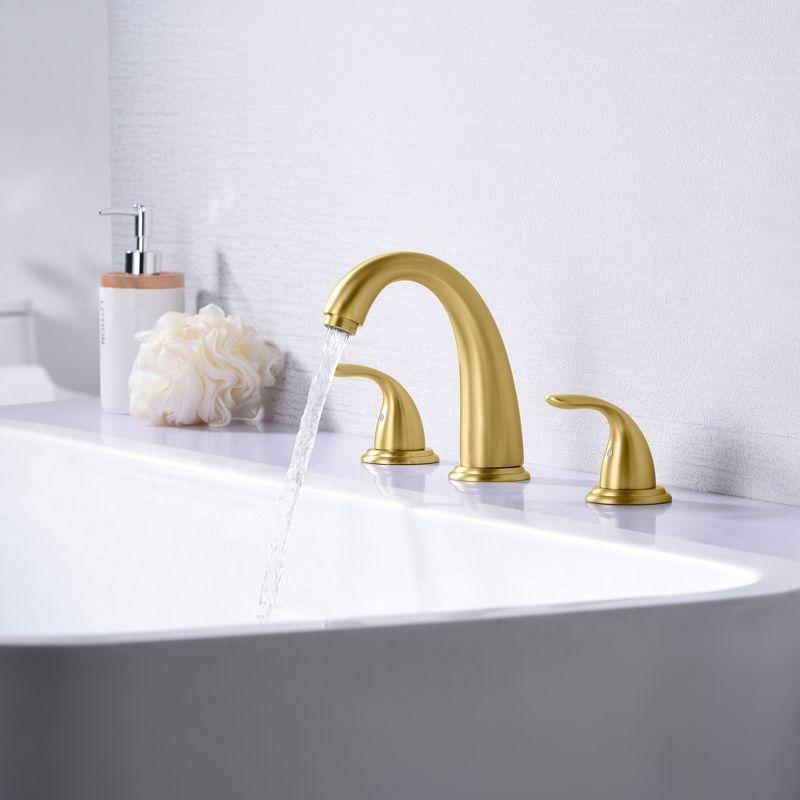 Sumerain 3 Hole Widespread Roman Tub Faucet Brushed Gold with with Brass Rough in Valve, High Flow