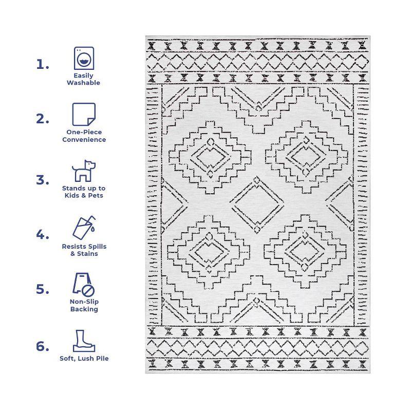 Nuloom Noa Pet Friendly Machine Washable Moroccan Area Rug, 5' x 8', White