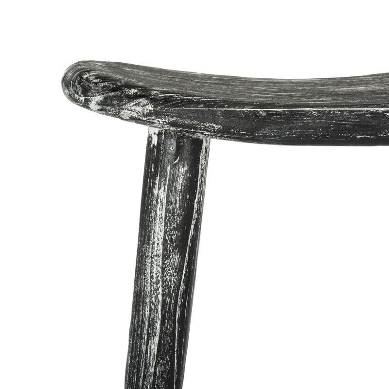 Colton Wood Counter Stool - Black/White Wash/Sungkai Wood - Safavieh