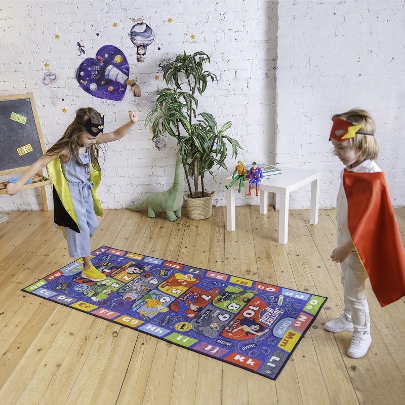 Justice League Kids Hopscotch Educational Rug, 2'7" x 6'0"