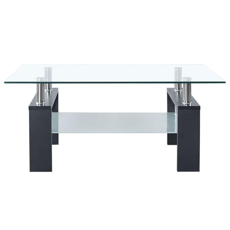 Orren Ellis Paizleigh vidaXL Coffee Table, Tempered Glass Top, Center Table, 37.4''x21.7''x15.7''