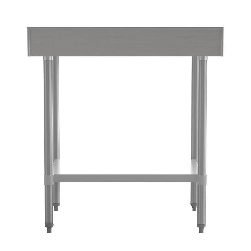 Flash Furniture Commercial Stainless Steel Kitchen Prep and Work Table with Shelf and Backsplash