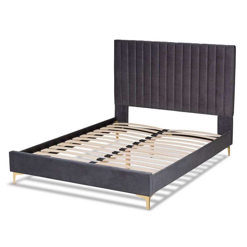 Serrano Velvet Fabric Upholstered and Metal Platform Bed - Baxton Studio