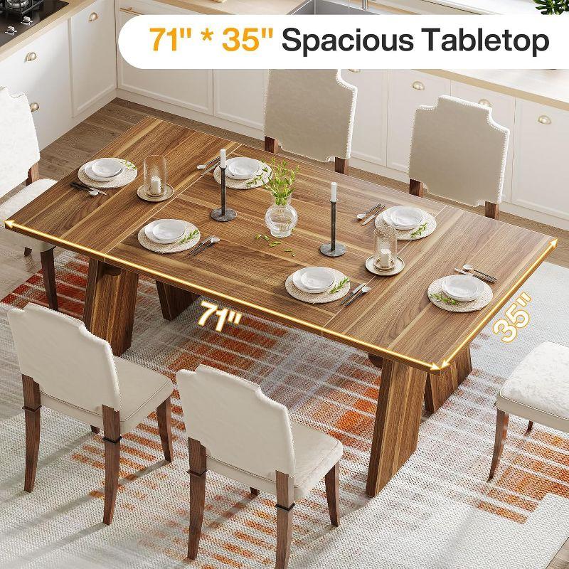 Tribesigns Farmhouse 71" Large Dining Table with Solid Wood Legs for 6 People