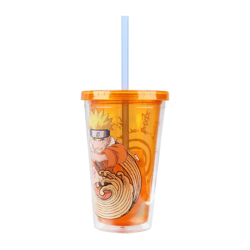 Naruto 16 Oz. Acrylic Cup With Reusable Staw and Ice Cubes