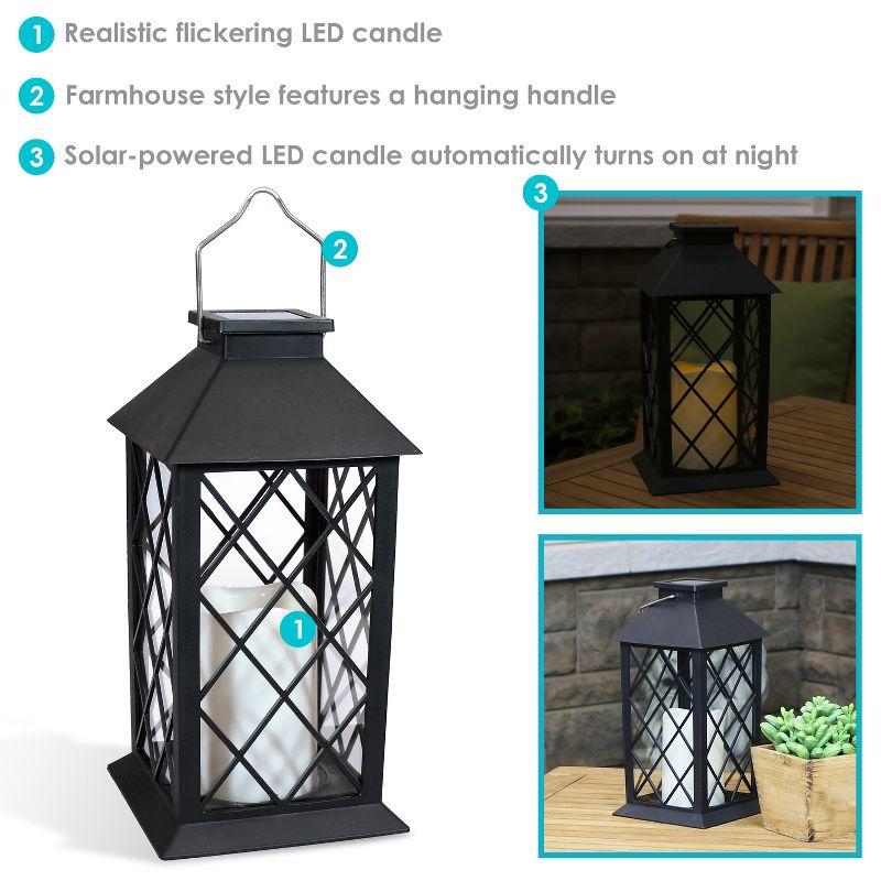 Sunnydaze Outdoor Concord Hanging Tabletop Solar LED Rustic Farmhouse Decorative Candle Lantern - 11"