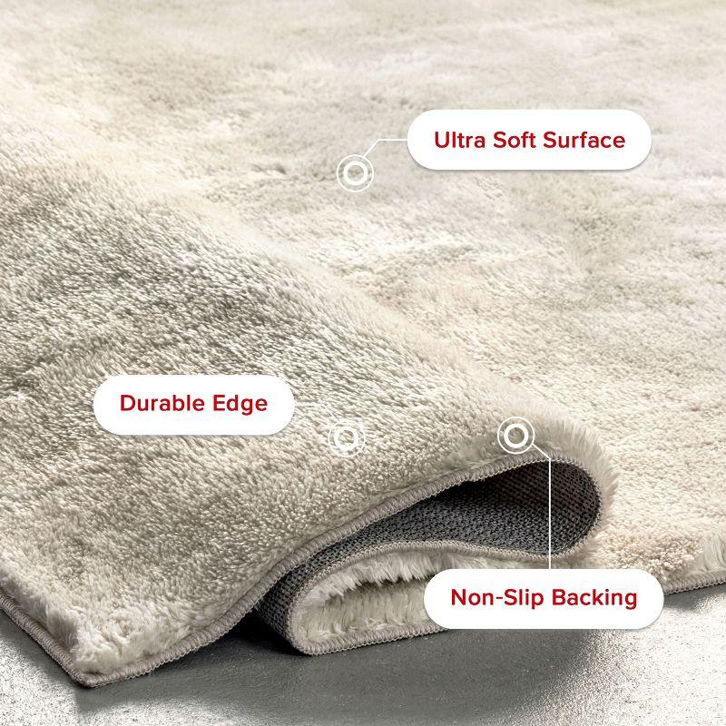 Nuloom Loni Cozy Plush Solid Pet Friendly Premium Machine Washable Shag Area Rug, Square 6' x 6', Cream