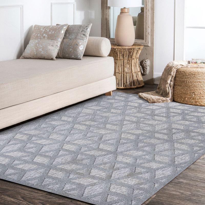 Talaia Neutral Geometric Indoor/Outdoor Area Rug - JONATHAN Y