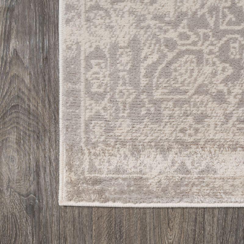 Rosalia 2'x8' Reversible Synthetic Gray/Ivory Medallion Runner Rug