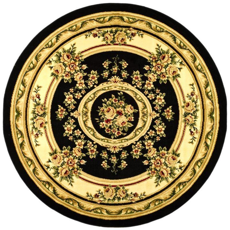 Lyndhurst LNH218 Power Loomed Area Rug - Black/Ivory - 8' Round - Safavieh