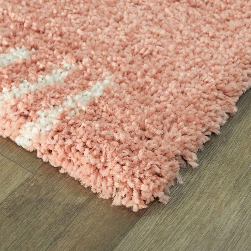 Rupa Boho Moroccan 5' x 7' Pink Geometric Shag Rug