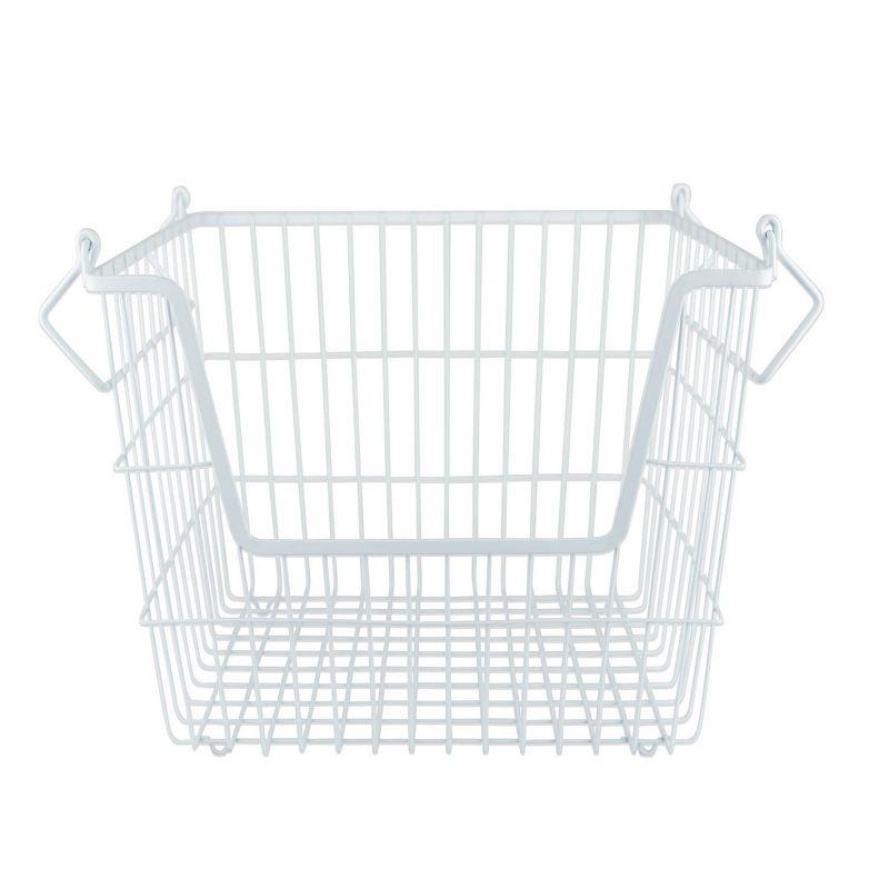 Metal Basket White Rectangle Large 13X10X11