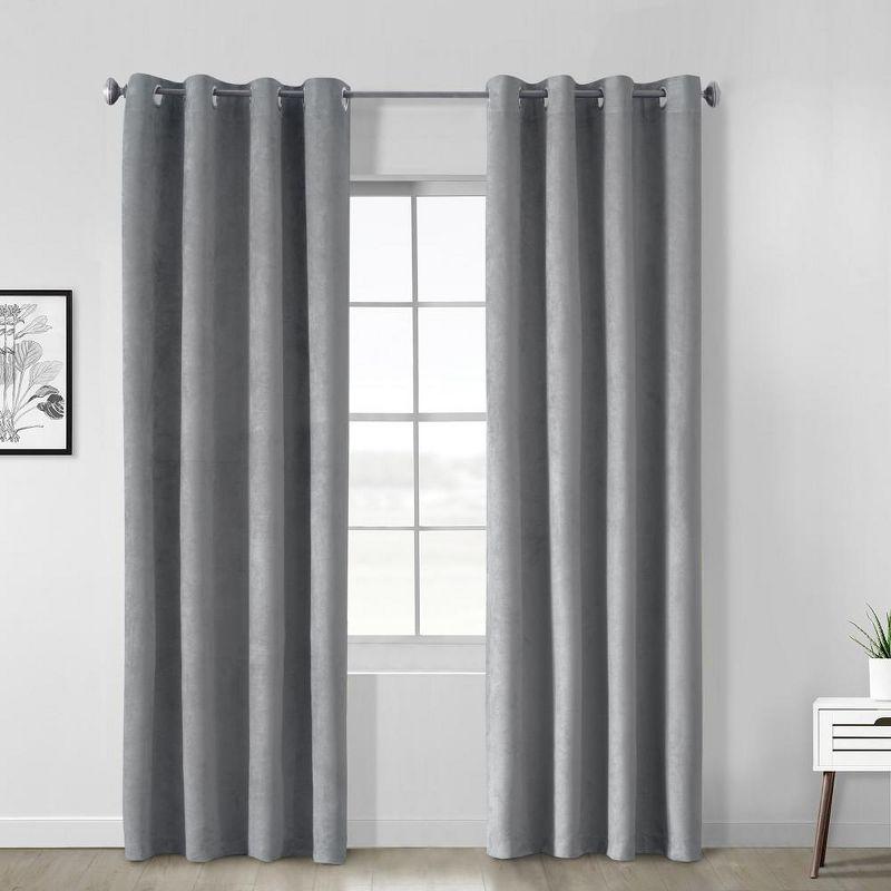 Dark Gray Polyester Blackout Grommet Curtain Panel 54 x 63 Inch