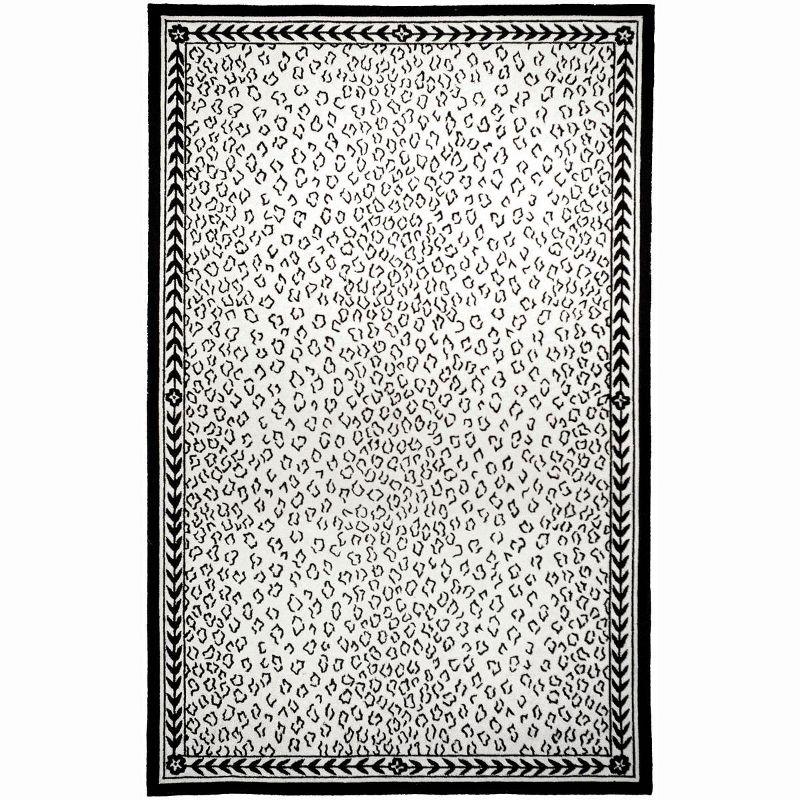 Chelsea White and Black Hand Hooked Wool Animal Print Rug