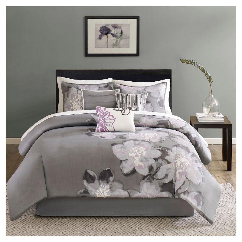 Serena Gray Cotton 7-Piece Queen Comforter Set